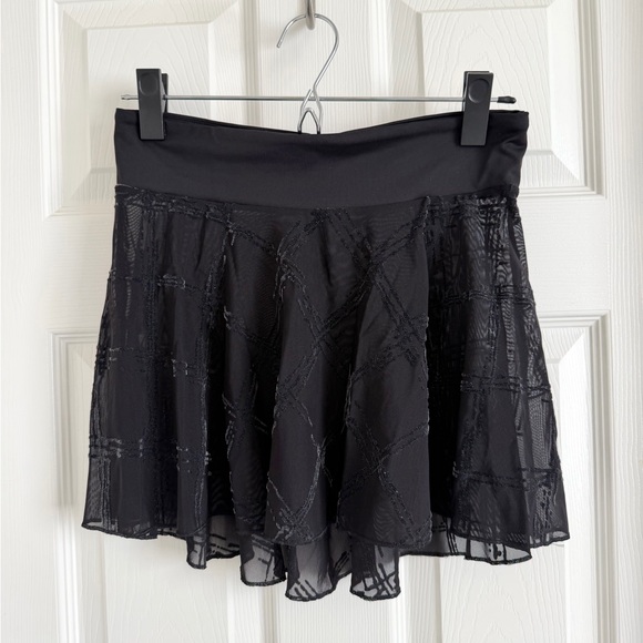 Mirella Black Elastic Mesh + Velvet Detail Ballet Skirt | Size Medium - Picture 11 of 13